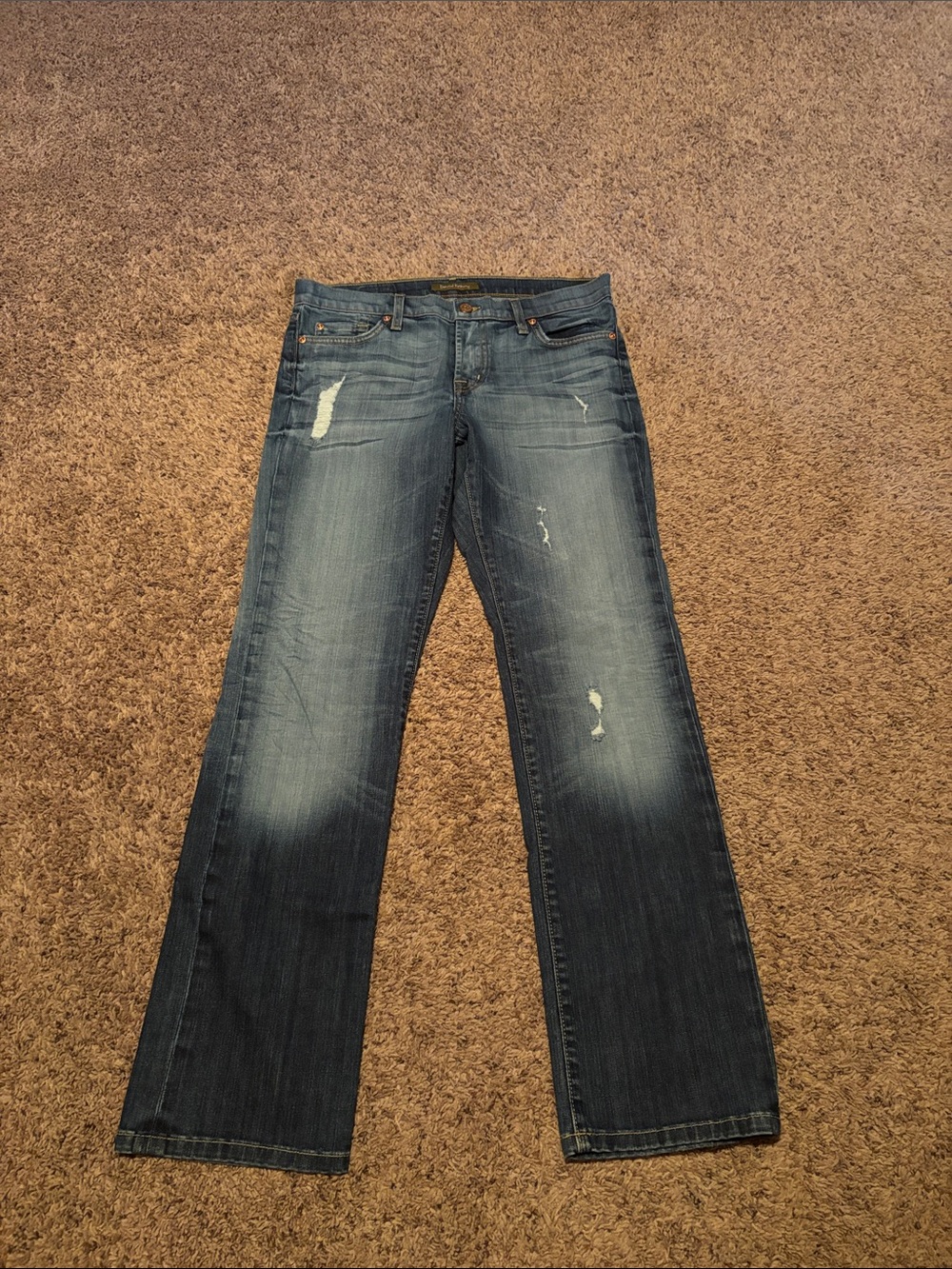 David Kahn Distressed Blue Straight-Leg Jeans 29